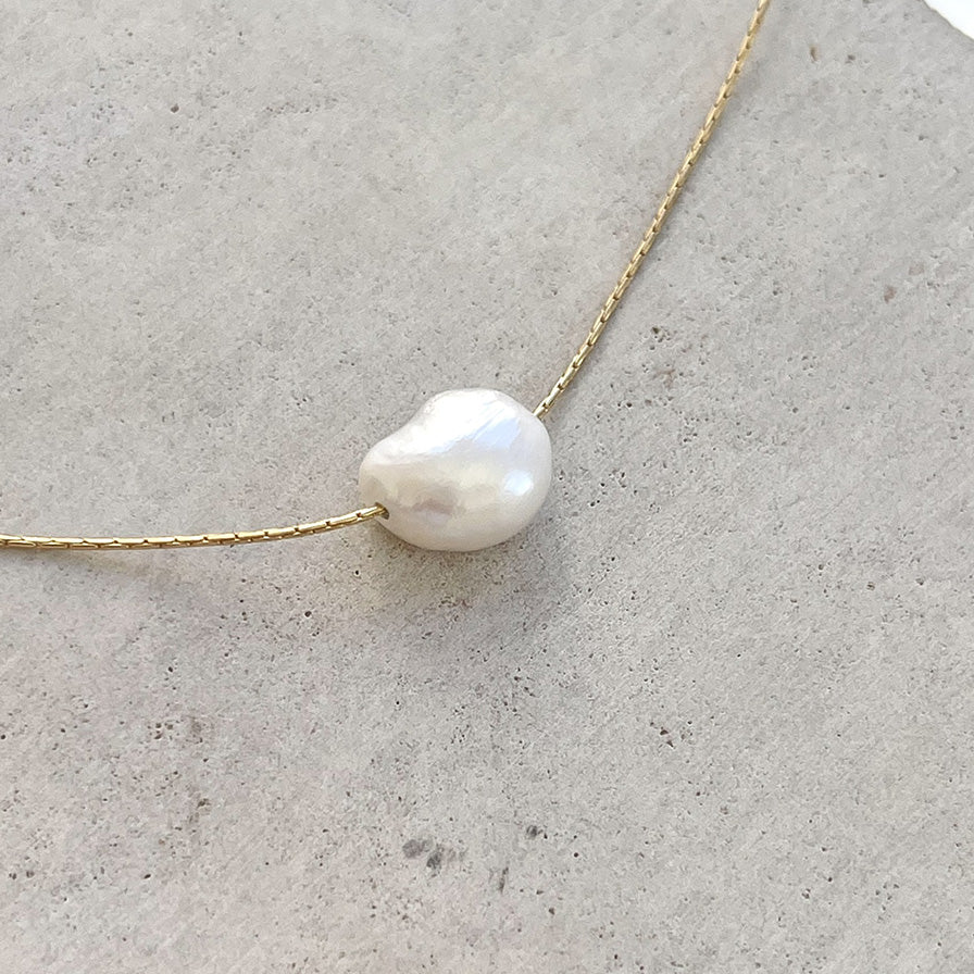 One Pearl Necklace on Gold Filled Chain