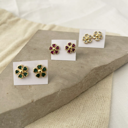 Cubic Zirconia Flower Stud Earrings