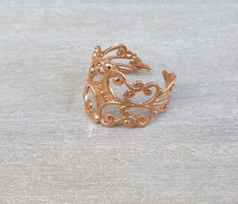 14K Gold Filled Filigree Ring - HLcollection - Handmade Gold and Silver Jewelry