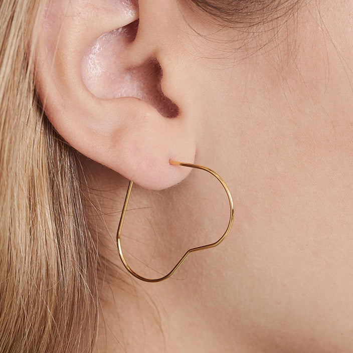 Gold Heart Hoop Earrings