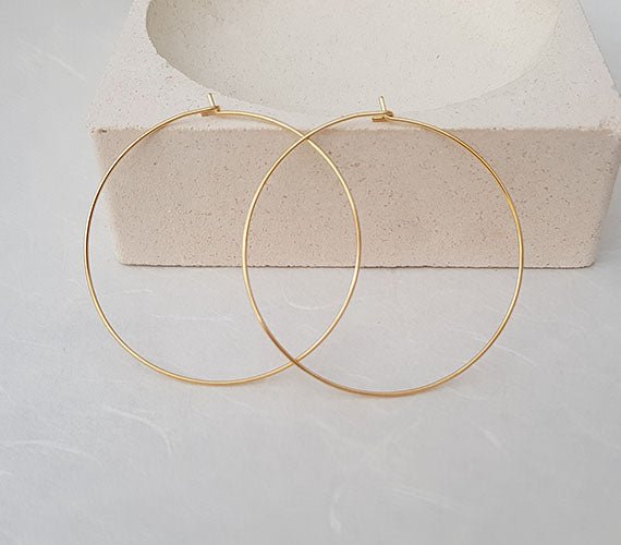 2 Inches Gold Hoops Earrings - HLcollection - Handmade Gold and Silver Jewelry