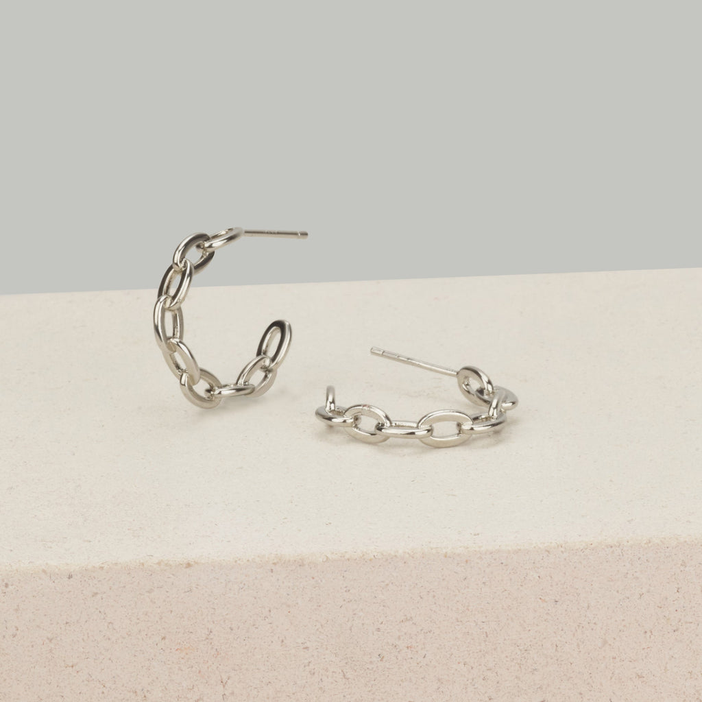 Chain Hoop Earrings - HLcollection - Handmade Gold and Silver Jewelry