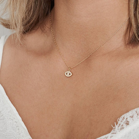 Dainty CZ Evil Eye Necklace - HLcollection - Handmade Gold and Silver Jewelry