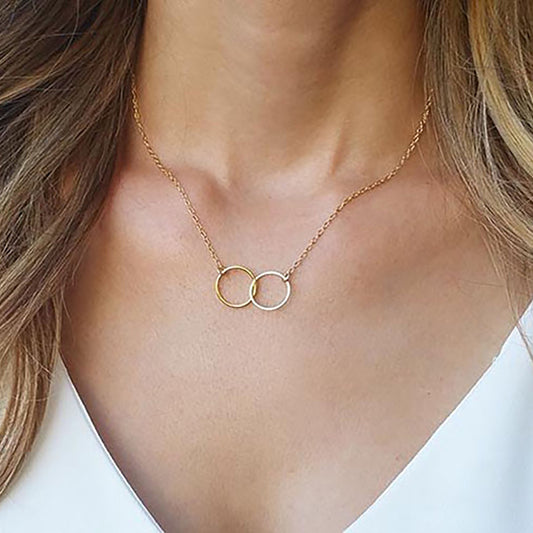 Double Circle Gold Necklace - HLcollection - Handmade Gold and Silver Jewelry