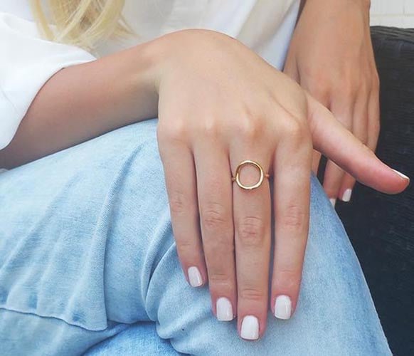 Geometric Gold Ring - Triangle or Circle Ring - HLcollection - Handmade Gold and Silver Jewelry