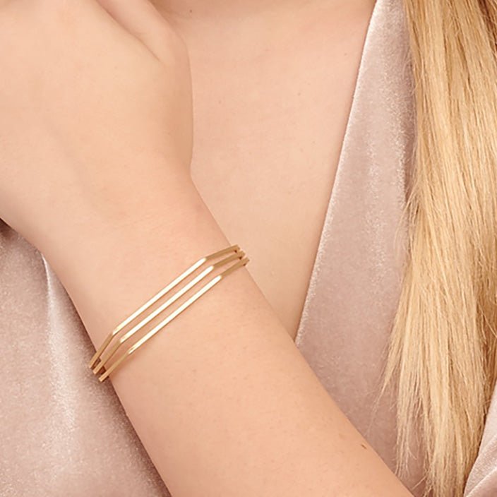 Geometric Open Cuff Bracelet - HLcollection - Handmade Gold and Silver Jewelry