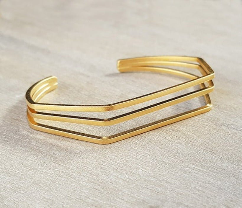 Geometric Open Cuff Bracelet - HLcollection - Handmade Gold and Silver Jewelry