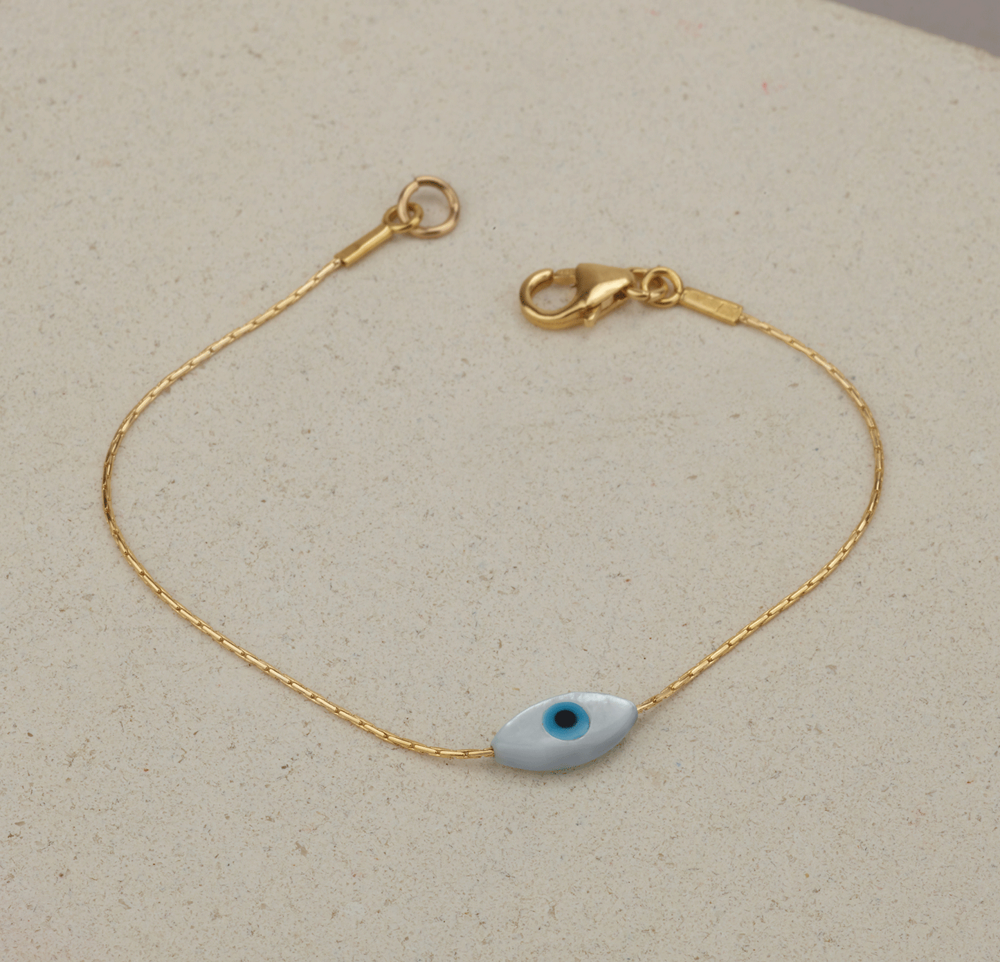 Gold Bracelet with Evil Eye Bead - HLcollection - Handmade Gold and Silver Jewelry