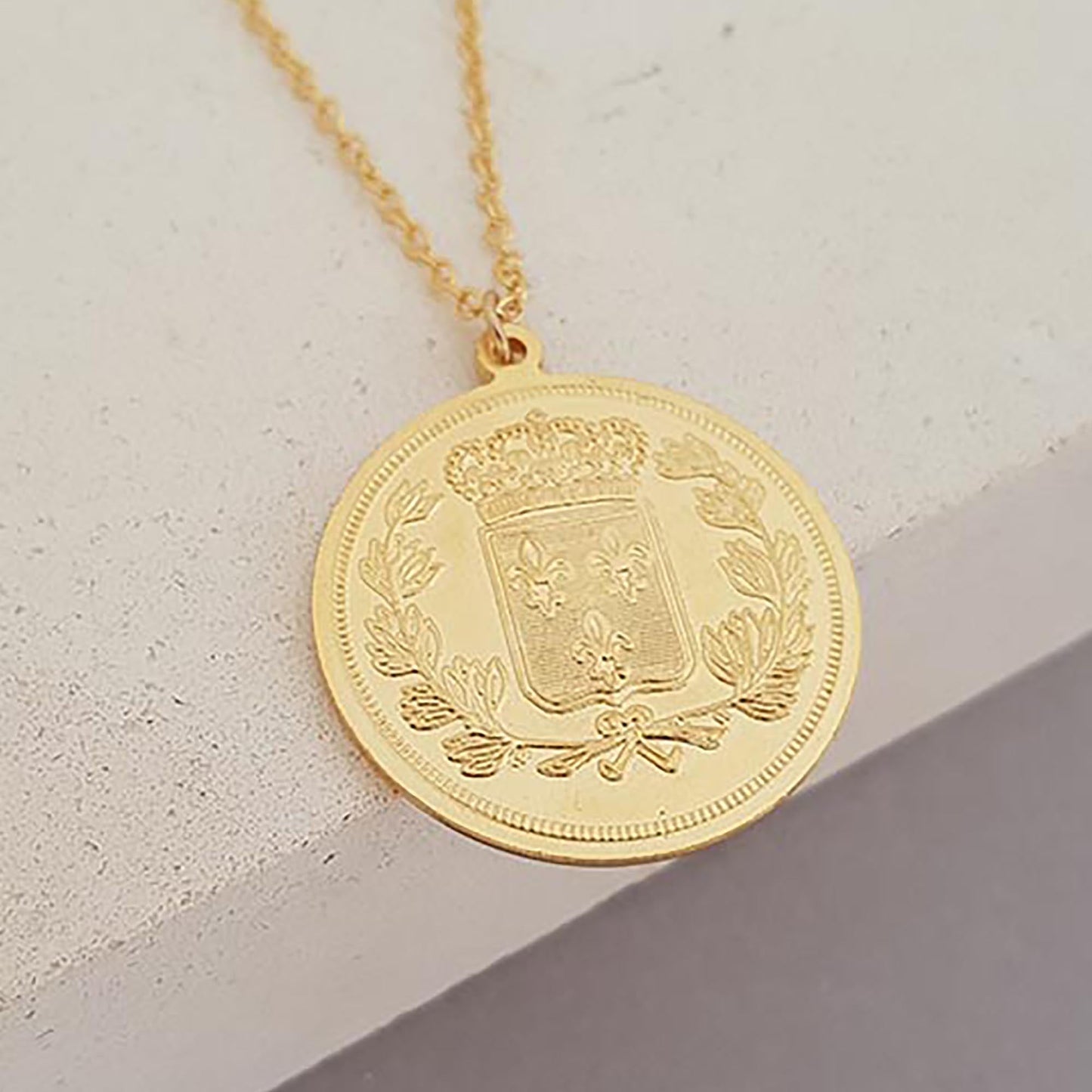 Gold Coin Long Necklace - HLcollection - Handmade Gold and Silver Jewelry