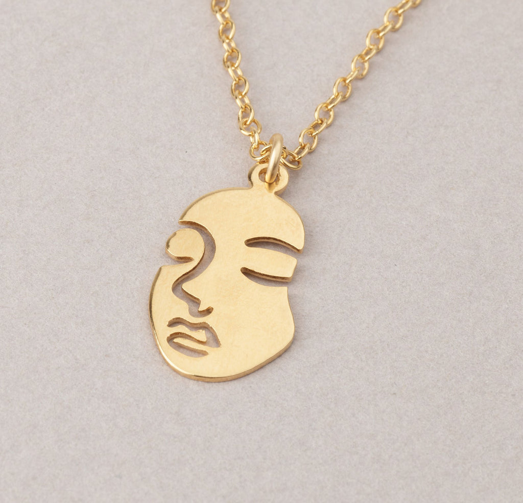 Gold Face Necklace - HLcollection - Handmade Gold and Silver Jewelry