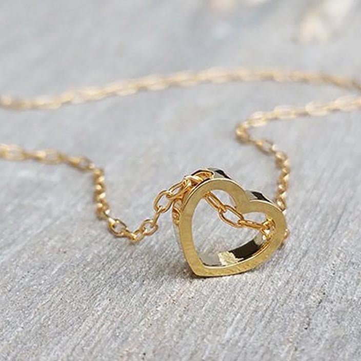 Gold Heart Necklace - HLcollection - Handmade Gold and Silver Jewelry