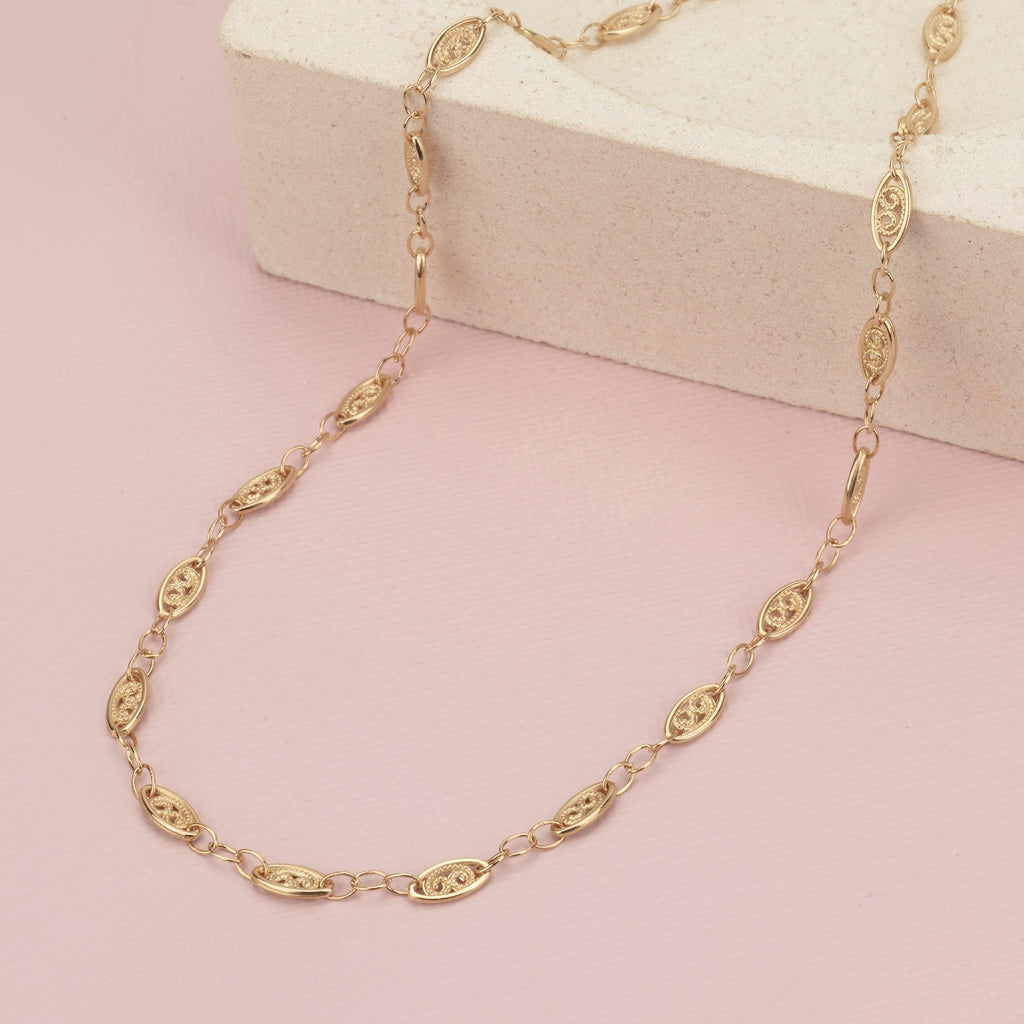 Gold Lace Chain Necklace - HLcollection - Handmade Gold and Silver Jewelry