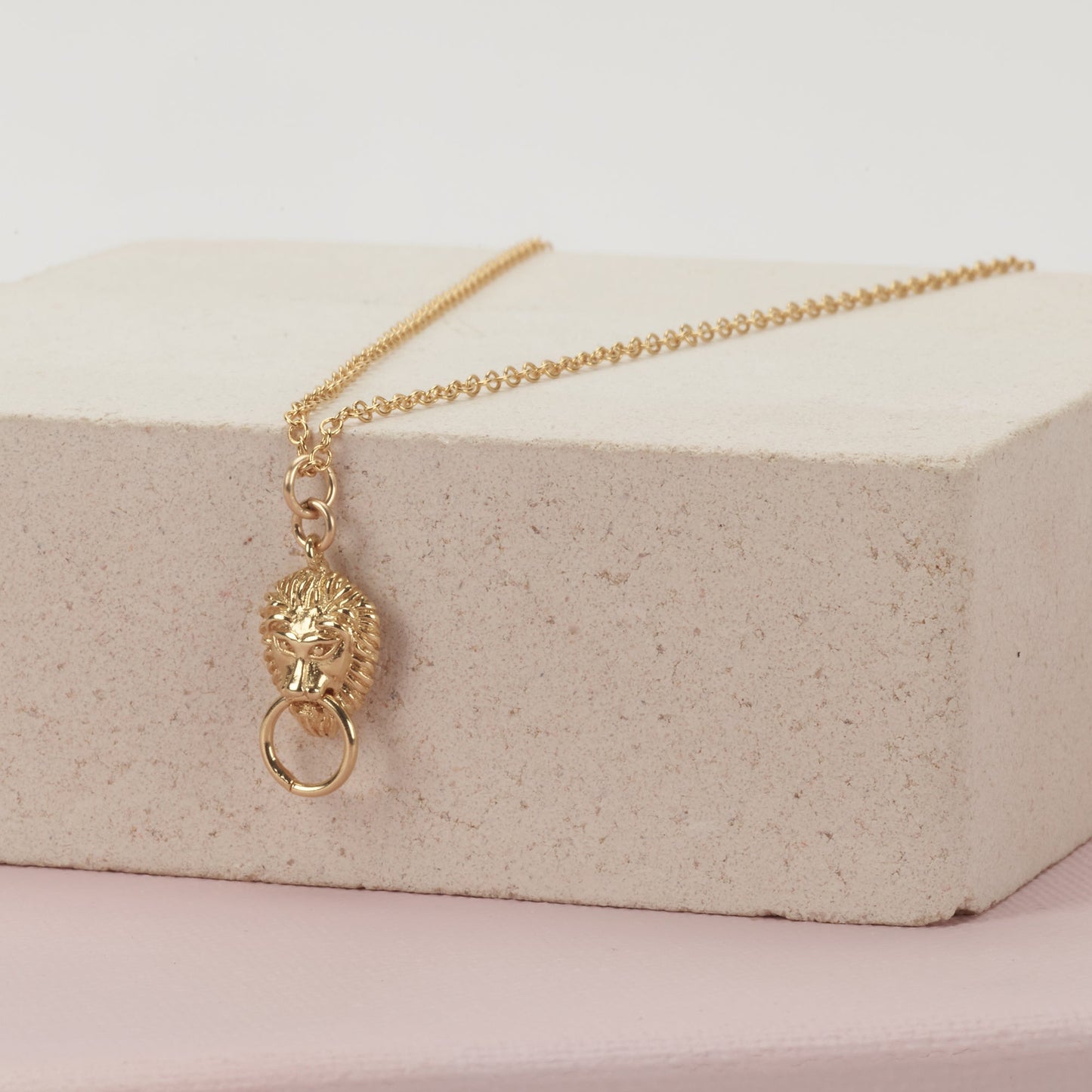 Gold Lion Head Necklace - HLcollection - Handmade Gold and Silver Jewelry