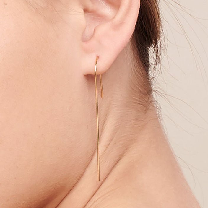 Gold Long Arc Earrings - HLcollection - Handmade Gold and Silver Jewelry