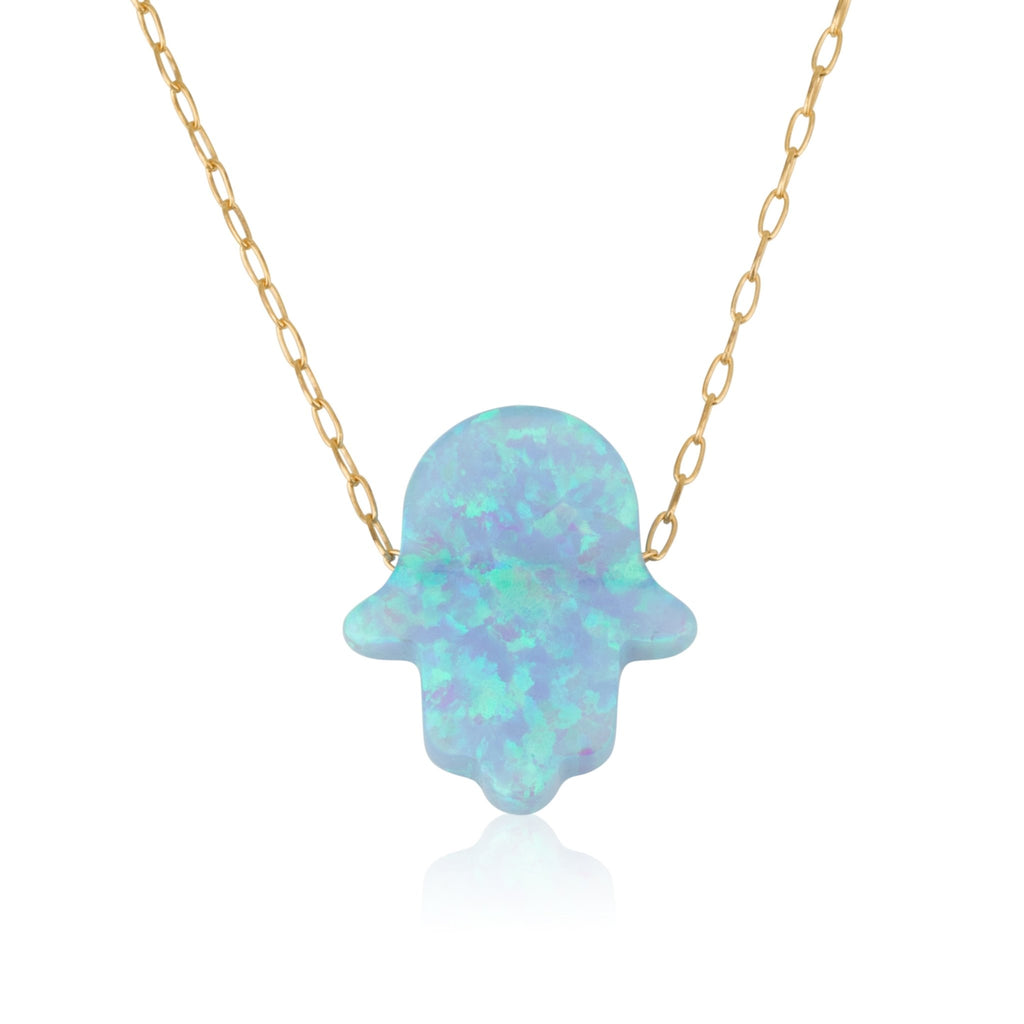Gold Opal Hamsa Necklace - HLcollection - Handmade Gold and Silver Jewelry
