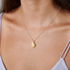 Gold Shell Pendant with Pearl Necklace - HLcollection - Handmade Gold and Silver Jewelry