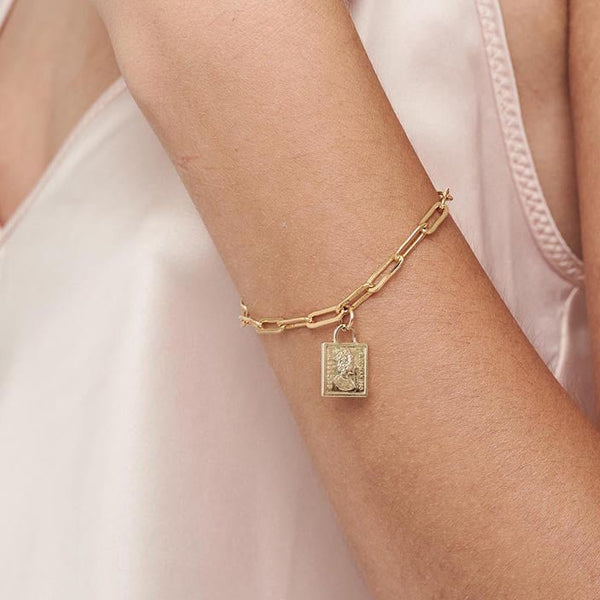 Gold Square Coin Bracelet - HLcollection - Handmade Gold and Silver Jewelry