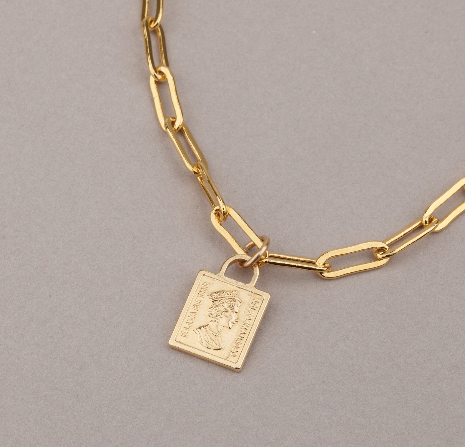 Gold Square Coin Necklace - HLcollection - Handmade Gold and Silver Jewelry