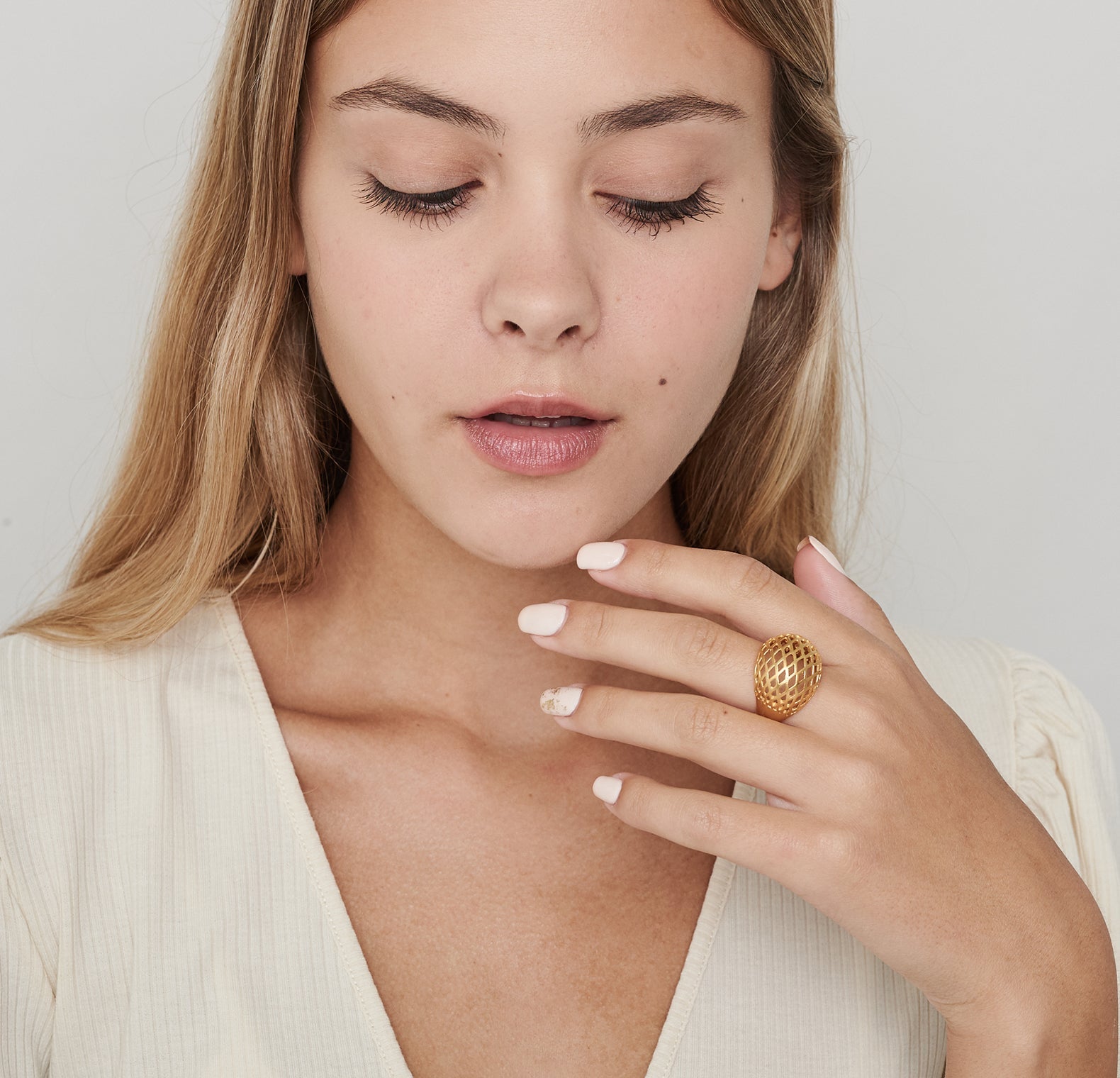 Gold Statement Dome Ring - HLcollection - Handmade Gold and Silver Jewelry