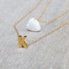 Initial Letter and Heart Charm Necklace - HLcollection - Handmade Gold and Silver Jewelry