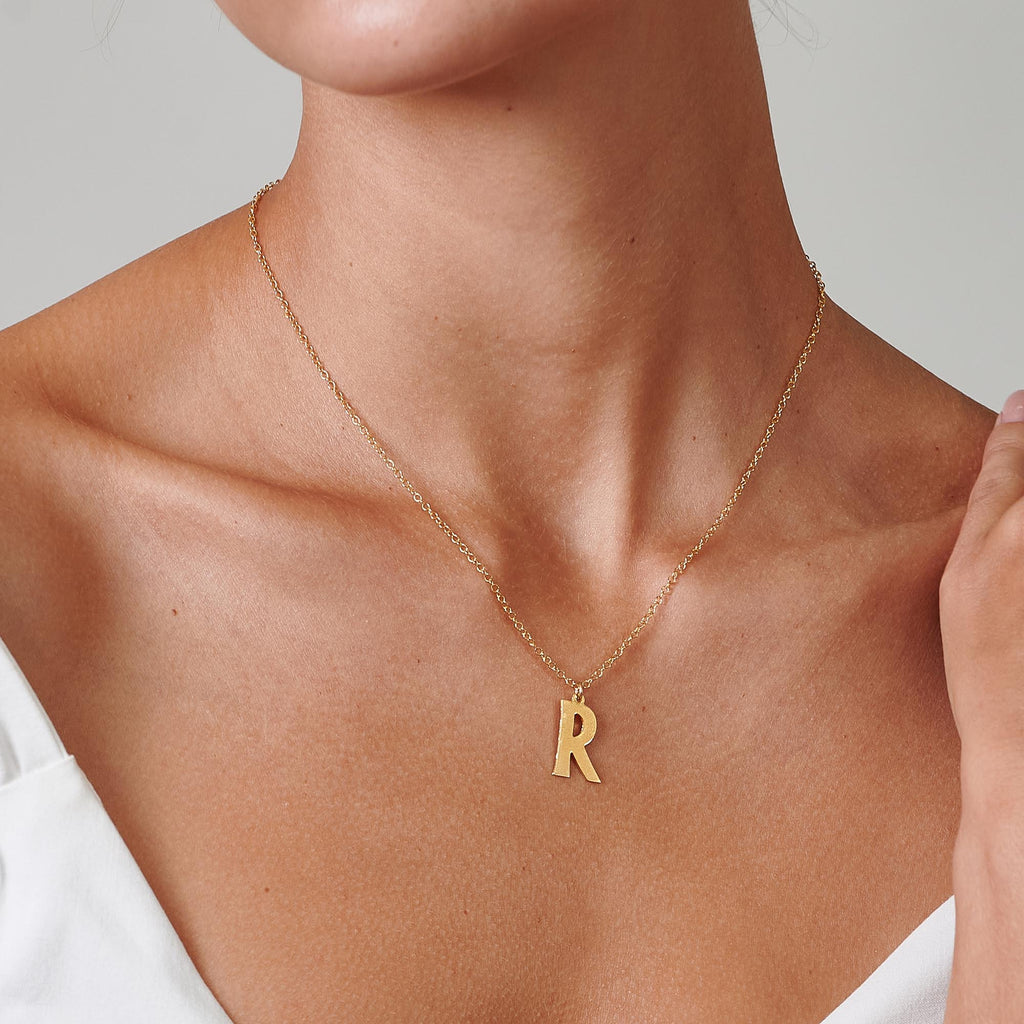 Large Gold Letter Necklace - HLcollection - Handmade Gold and Silver Jewelry