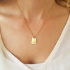 Monogram Gold Tag Necklace - HLcollection - Handmade Gold and Silver Jewelry