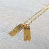 Monogram Gold Tag Necklace - HLcollection - Handmade Gold and Silver Jewelry