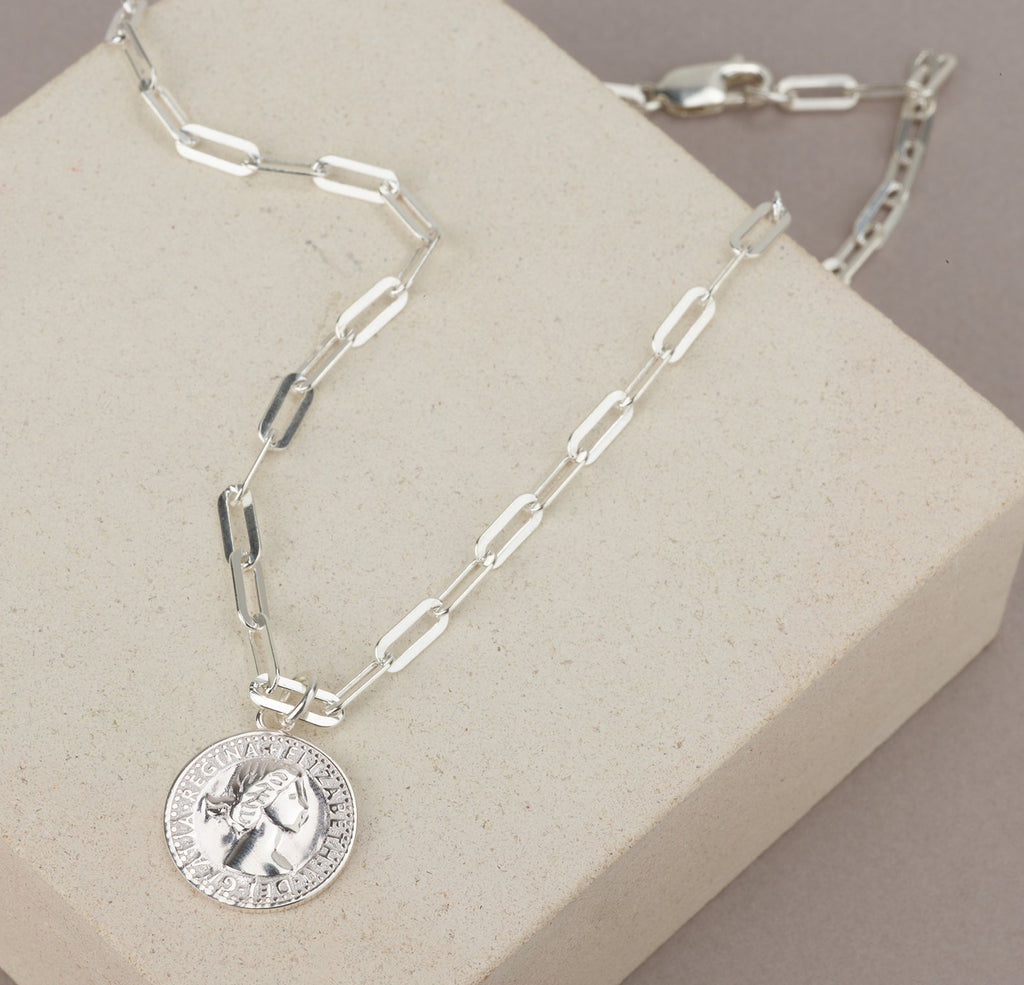 Sterling Silver Coin Necklace - HLcollection - Handmade Gold and Silver Jewelry