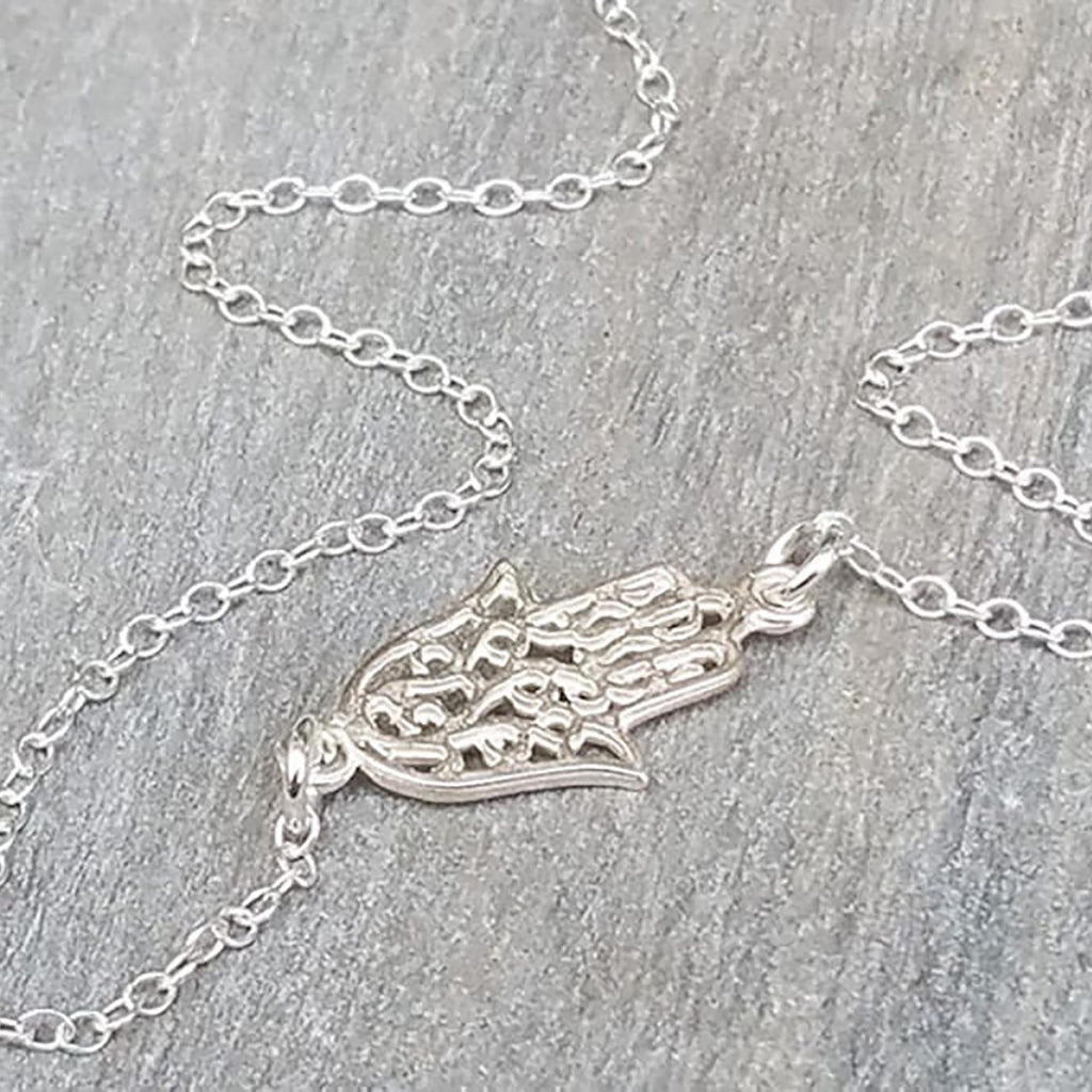 Sterling Silver Hamsa Necklace - HLcollection - Handmade Gold and Silver Jewelry