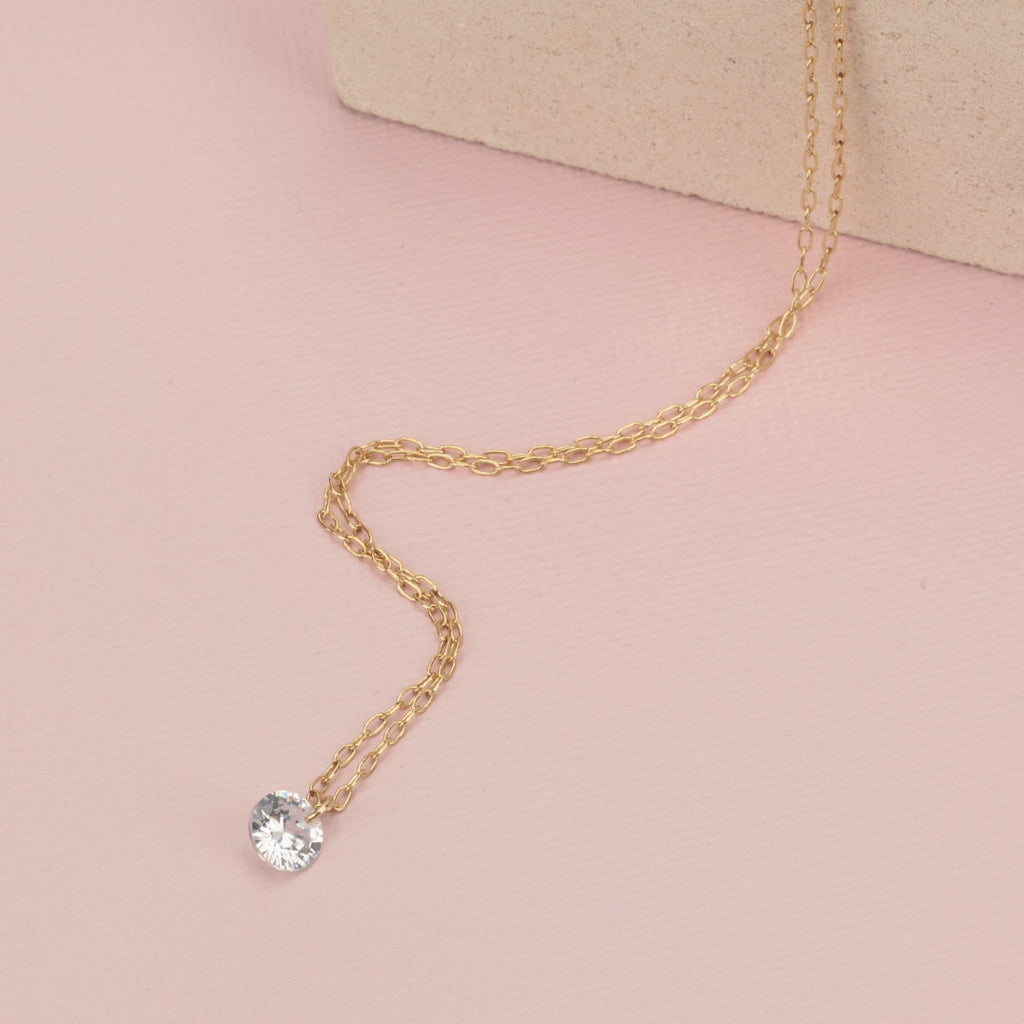 Tiny Diamond Gold Necklace - HLcollection - Handmade Gold and Silver Jewelry