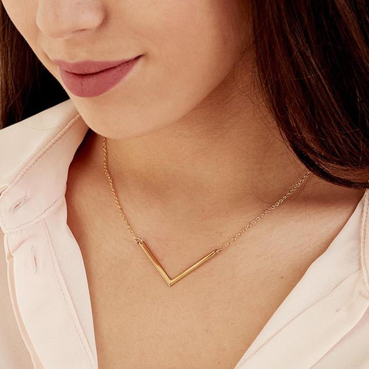 V Necklace in 14K Gold Filled or Sterling Silver - HLcollection - Handmade Gold and Silver Jewelry